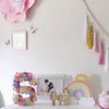 Wooden Rainbow Sun Clouds Piles of Music Blocks Children Room Decoration Photography Props(Pink)