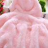 Female Baby Cartoon Rabbit Ears Shape Hooded Imitation Rabbit Fur Shawl Coat, Kid Size:80cm/8(Pink)