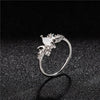 White Opal Ring Women Crystals Engagement Rings, Ring Size:6(Silver)