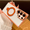 For Samsung Galaxy S23 Ultra 5G Transparent MagSafe Holder Phone Case with Lens Film(Orange)
