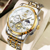 OLEVS 2859 Men Multifunctional Luminous Waterproof Quartz Watch(White + Gold)