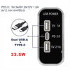 12/24V USB+Type-C Car, RV, Boat Mobile Phone Charger Modification(Black 2.1A+1A+PD3.0)