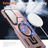For Samsung Galaxy S25 Ultra 5G Shield Frame Holder MagSafe Phone Case(Rose Gold)
