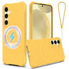 For Samsung Galaxy S25+ 5G Wave Texture MagSafe Magnetic Liquid Silicone Phone Case(Yellow)