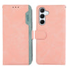 For Samsung Galaxy A36 5G ABEEL Color Block Magnetic RFID Leather Phone Case(Pink-Cyan)