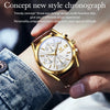 OLEVS 2872 Men Three Eyes Six Needles Chronograph Waterproof Quartz Watch(White + Gold)