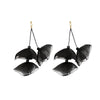 Long Exaggerated Fabric Art Handmade Petal Earrings, Color: E1908-25 Black