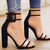 Thick Heeled Serpentine High Heel Sandals, Color:42(Black)