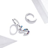S925 Sterling Silver Colorful Zircon Letters S Asymmetry Women Earrings