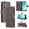 For Samsung Galaxy A26 5G Global Cat Bee Embossing Pattern Shockproof Leather Case(Grey)