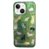 For iPhone 13 Double Layer IMD Pattern TPU Phone Case(Multiple Dark Green Cats)