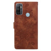 For Samsung Galaxy A33 5G Lace Floral Embossed Magnetic Buckle PU Phone Case With Wrist Strap(Brown)