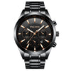 FNGEEN 5012 Men Waterproof Luminous Imitate Six-needle Design Watch(Black steel black)