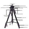 JMARY KP2264 Portable Detachable Tripod Mobile Phone SLR Camera Aluminium Alloy Stand(Black)
