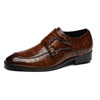 Crocodile Pattern Business Flat Bottom Leather Formal Shoes, Size:46(Brown)