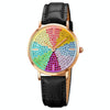 SKMEI 1811 Eight Color Diamond Round Dial Quartz Watch for Ladies(Black Leather Belt)