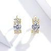 Sterling Silver Zircon Earrings Simple Temperament S925 Earrings, Color:Gold
