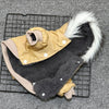 Thick Padded Dog Coat with Fur Collar - Green (S)