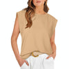 Women Summer Loose Top Basic T-Shirt Round Neck Casual Tank, Size: L(Apricot)