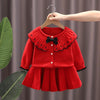 Autumn And Winter Girls Sweater + Half Skirt Knitted Set, Size:  100cm(Red)