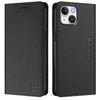 For iPhone 14 Plus RC01 Dual-Folded Magnetic Suction RFID Leather Phone Case(Black)