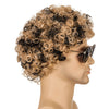 Men Wig Curls Hair Chemical Fiber Headgear(Brown+Black)
