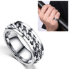 Punk Rock Stainless Steel Rotatable Chain Rings, Ring Size:9(Silver)