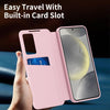 For Samsung Galaxy S25 Ultra 5G Smart View Window Leather Phone Case with Card Slot(Pink)