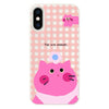 For iPhone X / XS Skin Feeling Jelly TPU Hybrid PC Phone Case(Pink Cat White)