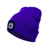Unisex Warm Winter Polyacrylonitrile Knit Hat Adult Head Cap with 4 LED Lights, Button Battery (Blue)