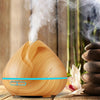 Peach Shape Wood Grain Remote Control Ultrasonic Humidifier Aromatherapy Machine Automatic Alcohol Sprayer with LED Lights, Capacity: 400mL, EU Plug (Light Wood Color)