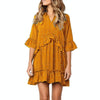 Burst Ruffled Skirt Fashion Dot Dress, Size:XL(Yellow)