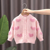 Girls Love Sweater Cardigan Autumn and Winter Knitted Sweater Jacket, Size:  90cm(Pink)