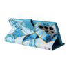 For Samsung Galaxy S25 Ultra 5G Marble Bronzing Stitching Leather Phone Case(Blue)