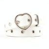 3PCS Narrow Thin Leather Silver Metal Heart Buckle Belts for Women, Belt Length:105cm(Coffee)