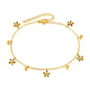 OPK GZ199 Stainless Steel Flower Beads Anklets(Gold)