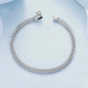 S925 Sterling Silver Platinum Plated Braided Basic Bracelet, Size: 19cm