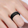 SiR053 V Shaped Grooved Edge Silicone Ring Outdoor Sports Couple Ring No.8(Black)