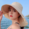 8062 Women Summer Neck Protection Sunscreen Hat Large Brim Fisherman Hat(Navy)