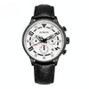 Ochstin 6050B Multifunctional Quartz Men Leather Watch(Black+White+Black)