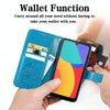 For Alcatel 1L 2021 Four-leaf Clasp Embossed Buckle Mobile Phone Protection Leather Case with Lanyard & Card Slot & Wallet & Bracket Function(Blue)