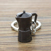 Mini Metal Keychain Coffee Utensils Decorative Pendant, Style: Moka Pot Black