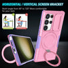 For Samsung Galaxy S24 Ultra 5G Sliding Camshield MagSafe Holder TPU Hybrid PC Phone Case(Purple Pink)