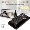 For Samsung Galaxy S22 Ultra 5G Rhombic Dual Buckle Card Slots Phone Case with Lanyard(Black)