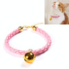 Pink PU Leather Cat Collar with Bell, Adjustable, S (20-25cm)