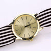 Women Fashion Striped Fabric Strap Quartz Watch(Black)