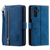 For Samsung Galaxy A36 Nine Card Zipper Bag Leather Phone Case with Lanyard(Blue)