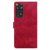 For Redmi Note 11 Global Lace Floral Embossed Magnetic Buckle PU Phone Case With Wrist Strap(Red)