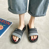 Men and Women Slippers Summer Non-slip Couples Go Out Home One Word Slippers, Size: 42-43(Three Rods-Black)