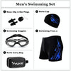 YUKE Men Swimming Set Includes Swim Trunks Glasses Cap Carry Bag, Size: XXXL(Red Flame)